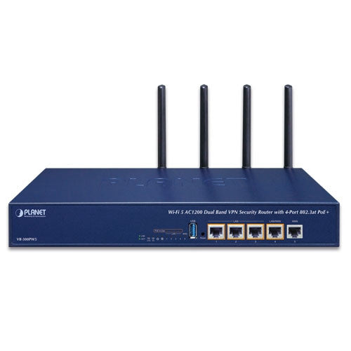 Planet VR-300PW5 Wi-Fi 5 AC1200 Dual Band VPN Security Router with 4-Port