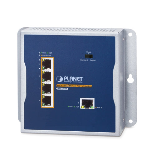 Planet WGS-E304PT IP30 Industrial 1-Port 95W 802.3bt PoE++ to 4-Port 802.3at P