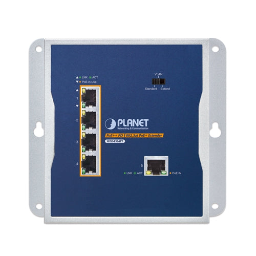 Planet WGS-E304PT IP30 Industrial 1-Port 95W 802.3bt PoE++ to 4-Port 802.3at P