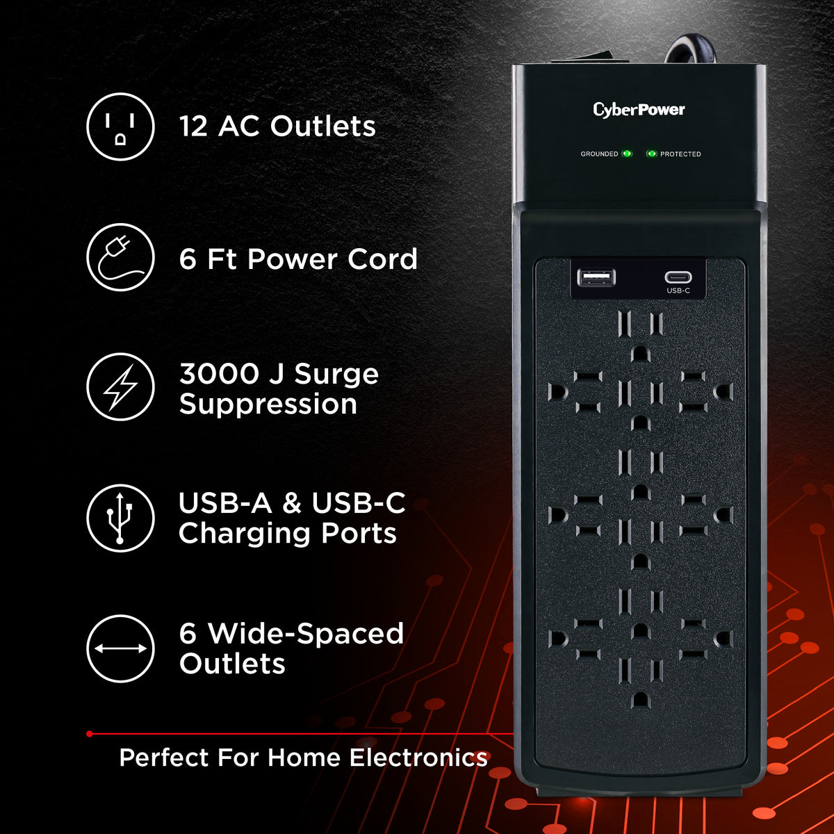 CyberPower CSP1206UC Surge Protector