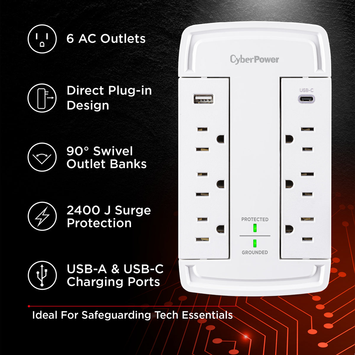 CyberPower CSP6WSUC Surge Protector