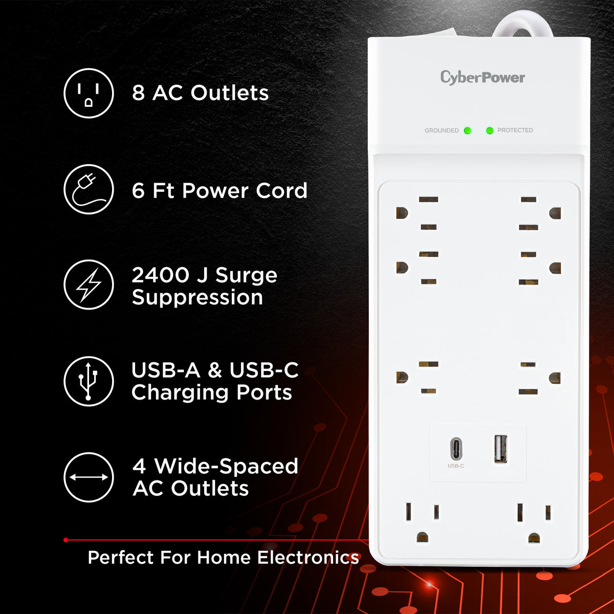 CyberPower CSP806UC18W Surge Protector