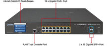 Planet GS-5220-16P2XV L2+ 16-Port 10/100/1000T 802.3at PoE + 2-Port 10G SFP+ Managed Switch with LCD Touch Screen (220W)