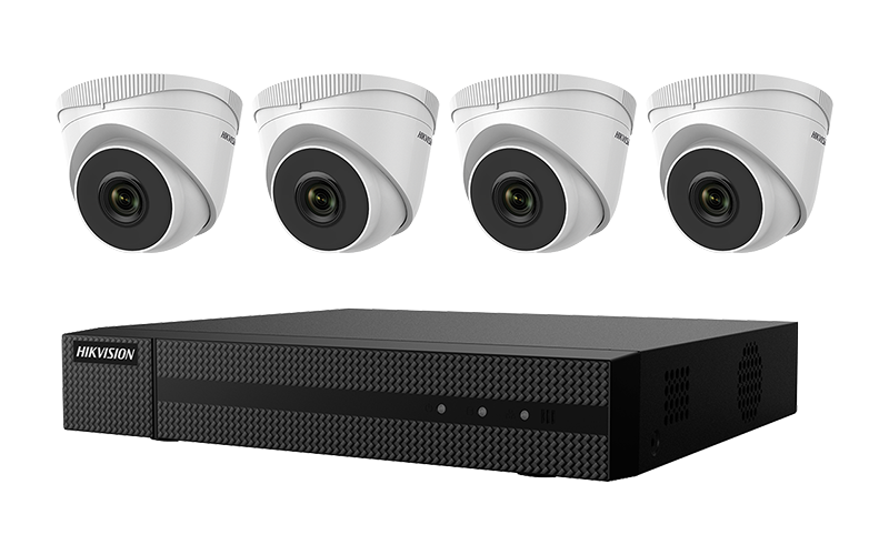 Hikvision EKI-Q41T24 Kit, Four 2MP Outdoor Turret Cameras with 2.8mm lens and 4ch