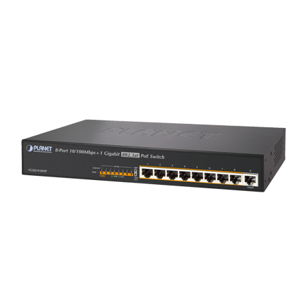 ACTi PPSW-0100 PLANET FGSD-910HP 8-Port 802.3at PoE Switch