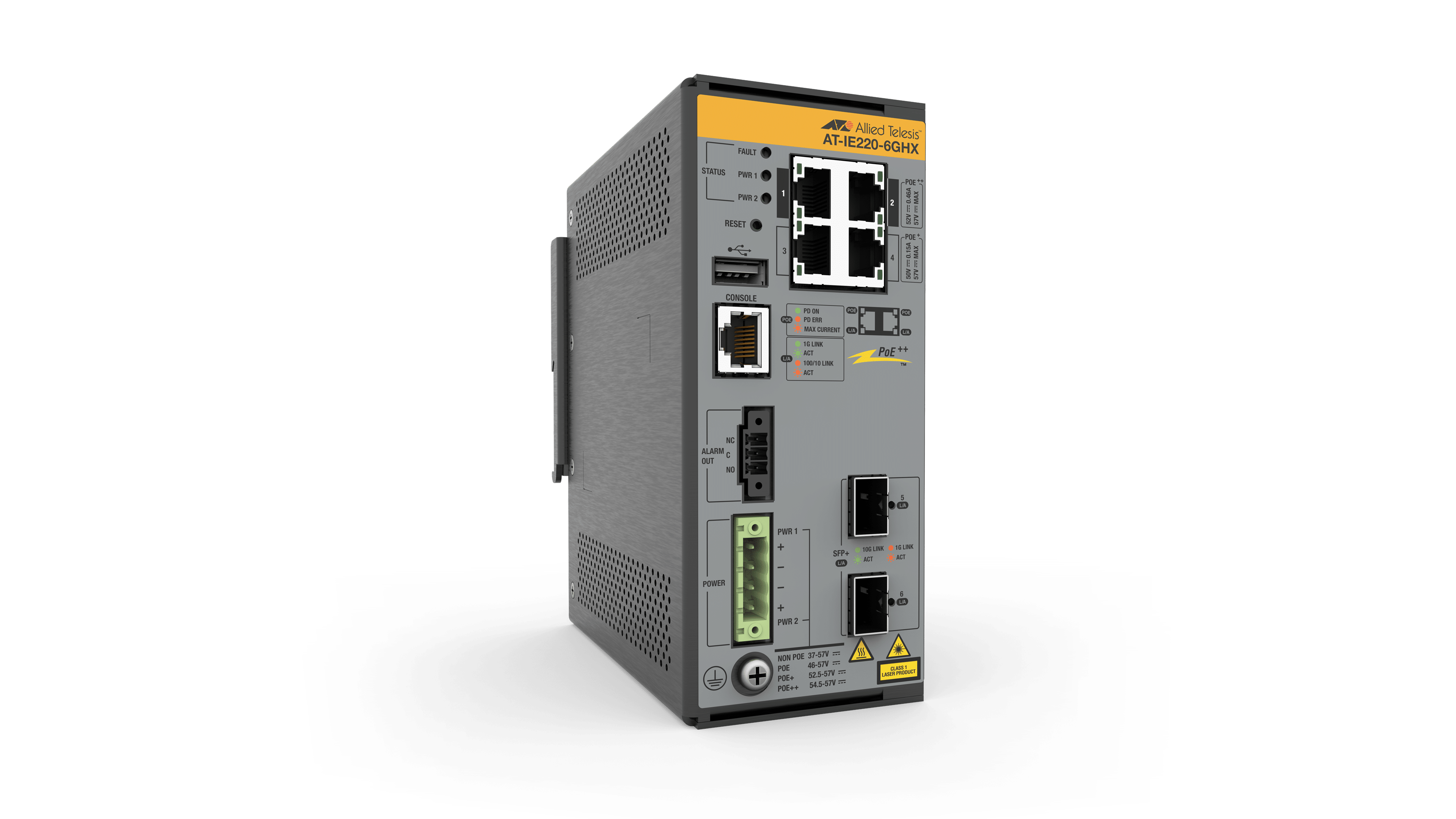 Hanwha AT-IE220-6GHX-K90 4 x Gigabit Ethernet PoE++ 180W Industrial rugged switch (L)