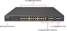 Planet GS-5220-24UP4XR L2+ 24-Port Gigabit Ultra PoE + 4-Port 10G SFP+ Managed Switch