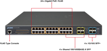 Planet GS-5220-24P4XR L2+ 24-Port Gigabit 802.3at PoE + 4-Port 10G SFP+ Managed Switch