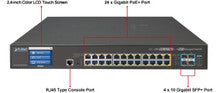 Planet GS-5220-24UP4XV L2+ 24-Port 10/100/1000T Ultra PoE + 4-Port 10G SFP+ Managed Switch with LCD touch screen