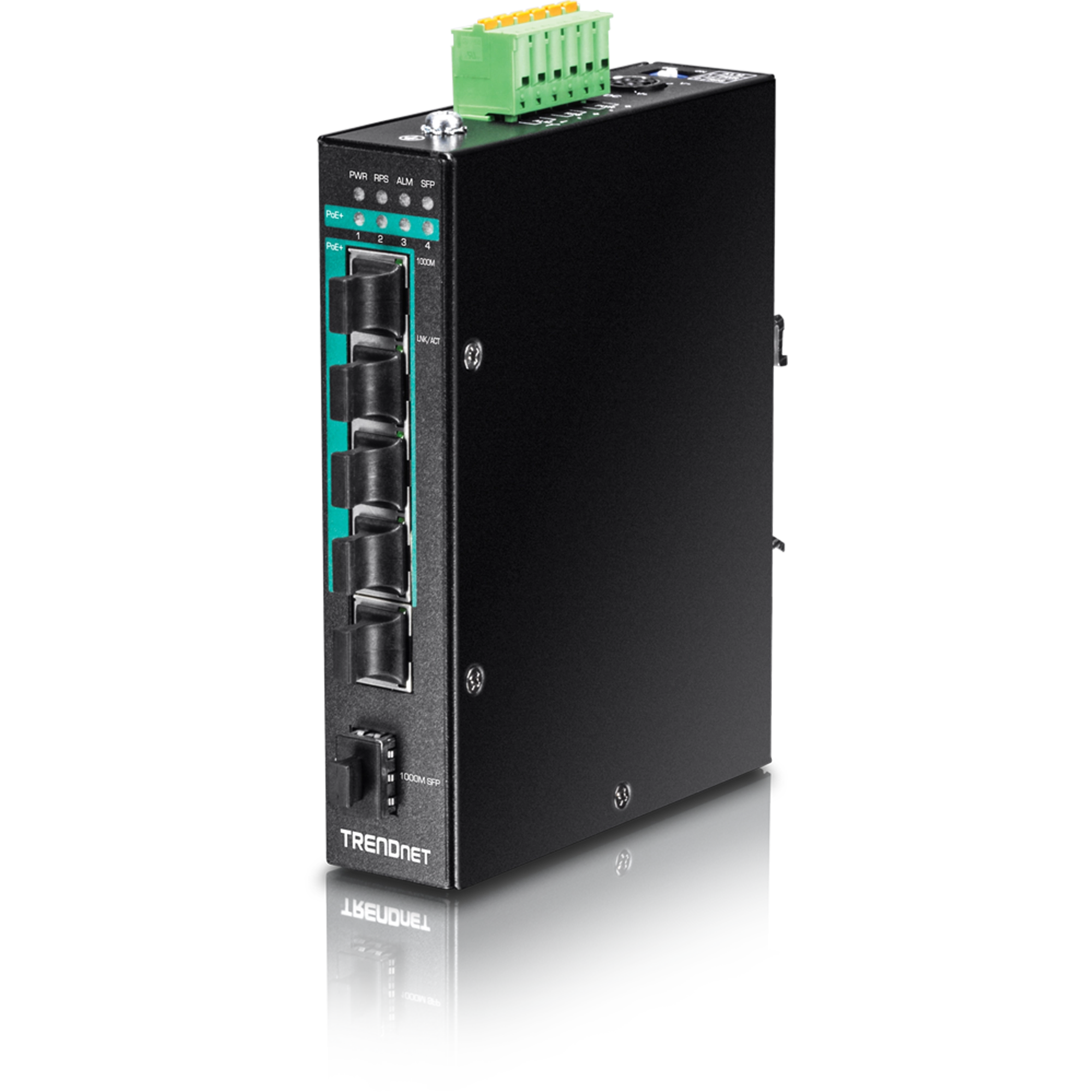 TRENDnet TI-PG541 5-Port Hardened Industrial Gigabit PoE+ DIN-Rail Switch