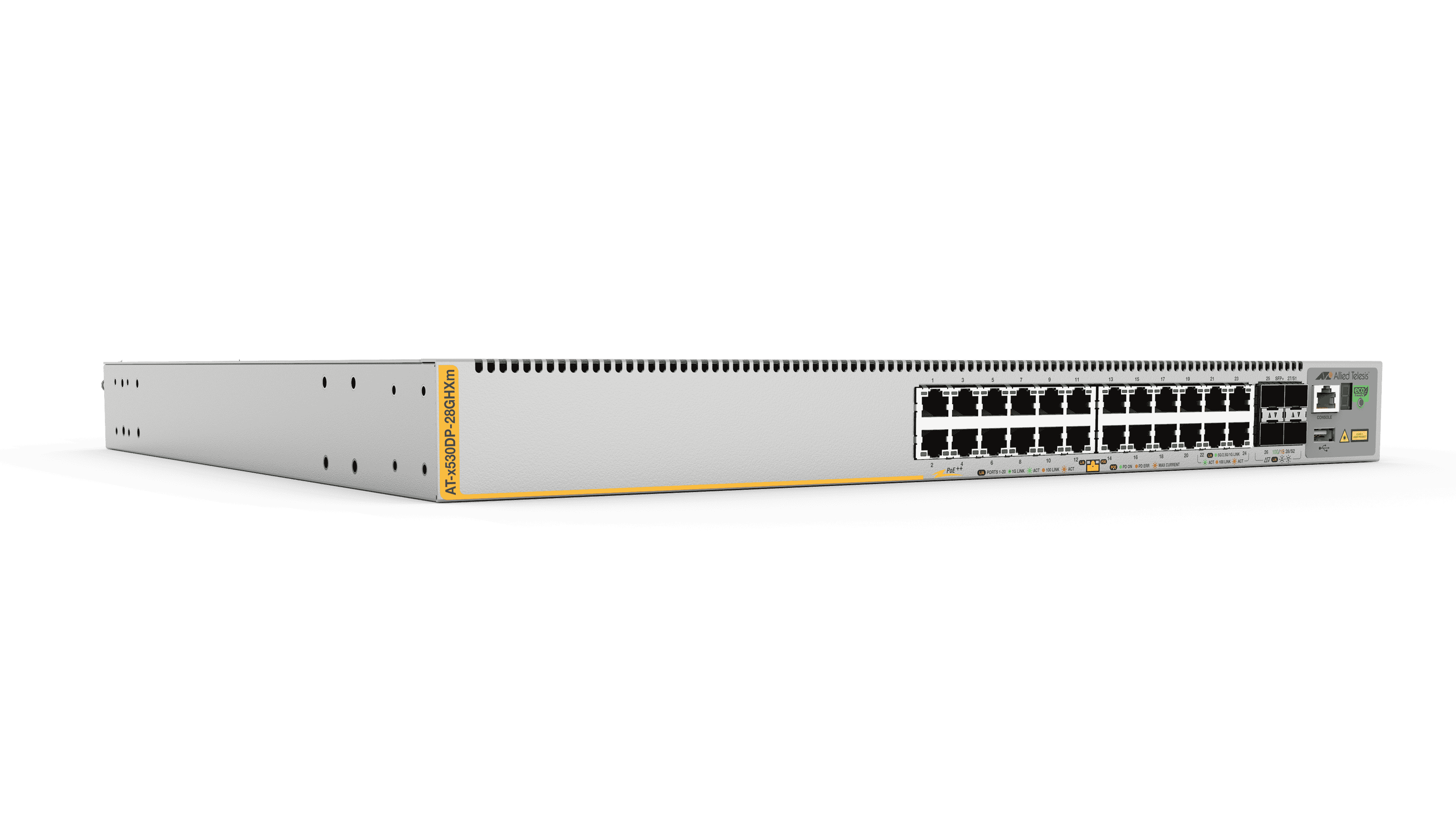 Hanwha AT-x530DP-28GHXm-10 - 20 x Gigabit Ethernet 4 x 1/2.5/5 Gigabit Ethernet *dual hot swap psu’s PoE++ 1480 W, not included